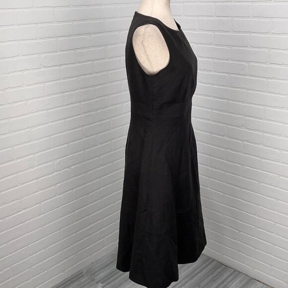 Talbots Dress Women 6 Black Irish Linen Fit Flare Classic‎ Casual Lagenlook - Picture 5 of 12